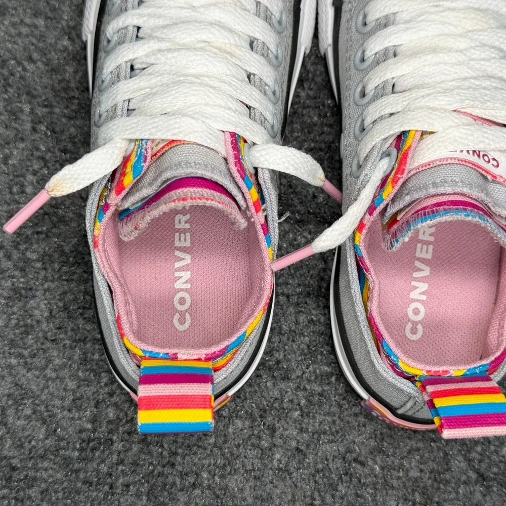Converse All‎ Star Sneakers Girl's 11 Wolf Grey Rainbow Double Upper Retro Shoes